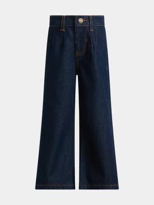 Exact Younger Girl's Dark Raw Wash Wide-Leg Jeans
