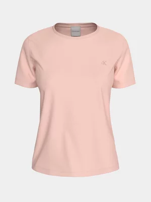 Women's Calvin Klein Pink Archive Jersey Crew T-Shirt