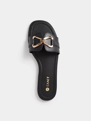 Exact Women's Black Buckle Sandals 
