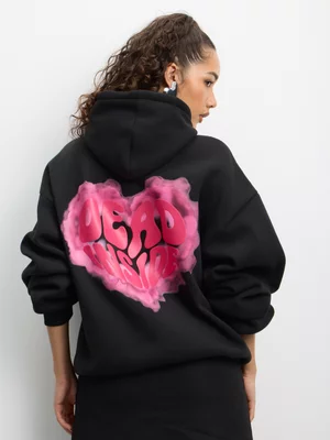 The FIX Women's Black Fleece Oversized Dead Inside Graphic Hoodie