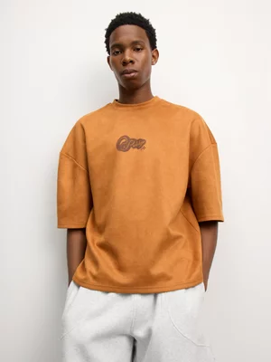 The FIX Men's Mocha Seude Baggy Graphic Top