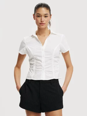 Women's Cotton On White Maya Rouched Shirt