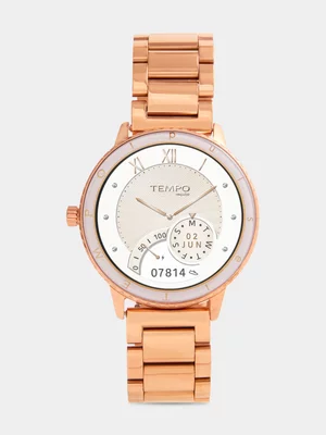 Tempo Pulse Rose Plated Round Bracelet Smart Watch 