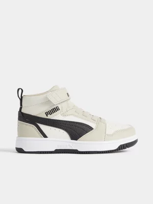 Puma Junior Pre-School Rebound V6 Beige/Black Mid Sneakers