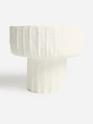 Jet Home Short Footed Ceramic Rib Vase