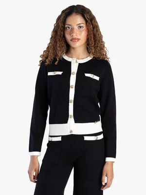 Women's Sissy Boy Multi Basic Contrasted Knit Cardigan