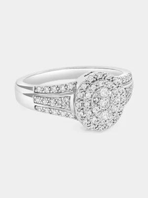 Sterling Silver Cubic Zirconia Oval Cluster Multi-Stone Ring  