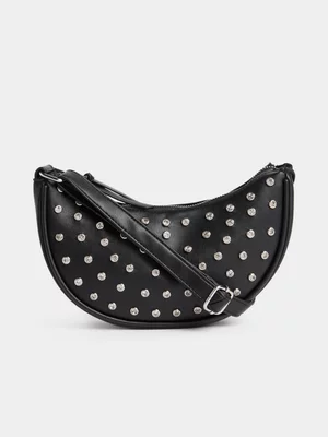 Exact Women's Black Studded Crossbody Bag