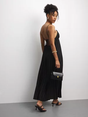 The FIX Women's Black Pleated Maxi Dress 