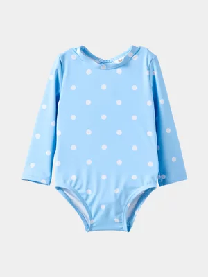 Cotton On Baby Light Blue Leah Keyhole Back One Piece Swimsuit
