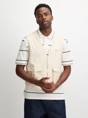 Jet Men's Ecru Fashion Gilet