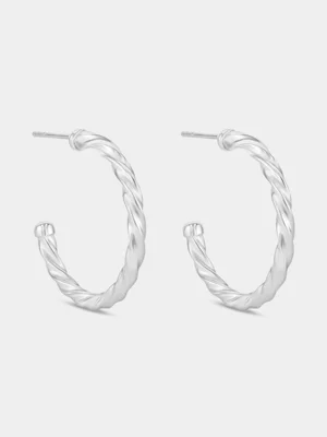 Sterling Silver Twisted Hoop Earrings 