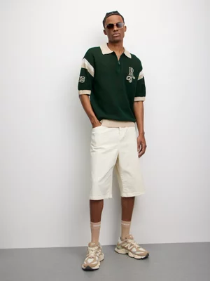 Redbat Athletics Men's Knit Polo Oversized Green Shirt