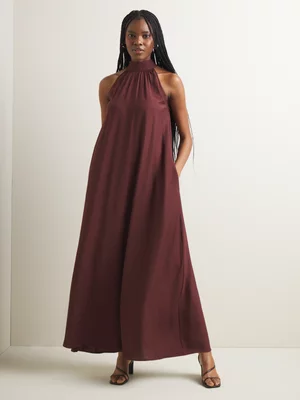 Women's Iconography Tie Back Funnel Neck Maxi Dress