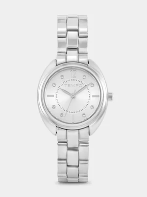 Tempo Silver Plated Silver Tone Dial Oval Bracelet Watch