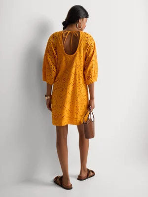 Anglaise Puff Sleeve Shift Dress