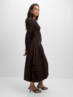 Jet Women’s Brown Bubble Cargo Maxi Combo Dress