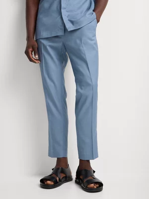 Markham Men's Smart Slim Fit Tapered Textured Sky Blue Trouser