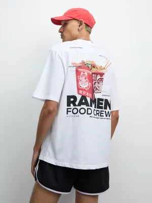 The FIX Men's White Fatcat Ramen Graphic Top