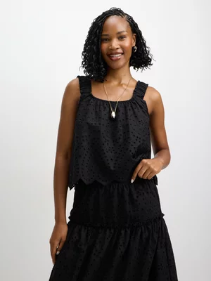 Exact Women's Black Anglaise Cami Top