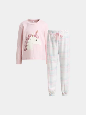 Exact Younger Girl's Pink & Blue Unicorn Sleepwear Set