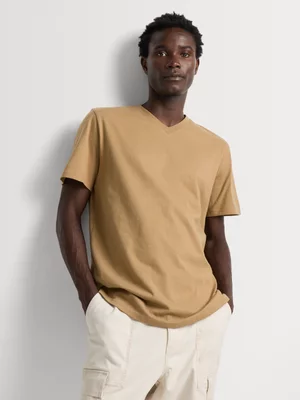 Markham Men's Regular Fit Midweight Essential Camel T- Shirt 