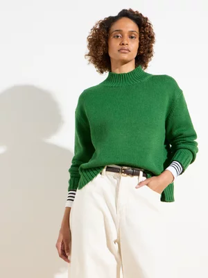 Women's Canvas Funnel Neck Jumper Green
