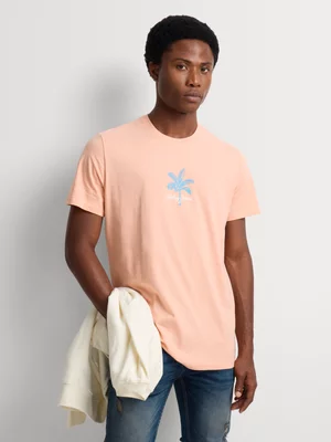 Relay Jeans Men's Regular Fit Tropical Brand Orange Graphic T-Shirt