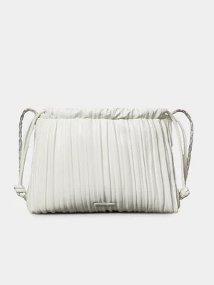 Women's Calvin Klein White Drawstring Plisse Crossbody Bag