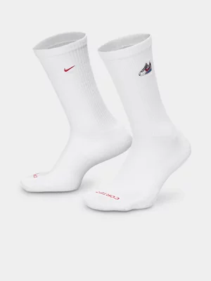 Nike Unisex Everyday Cortez Patch Crew White Socks 