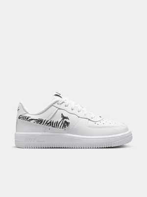 Nike Kids Air Force 1 Low White/Black Print Sneaker
