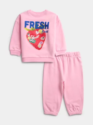 Cotton On Baby Pink Strawberry Sweet Sweater & Trackpant Set