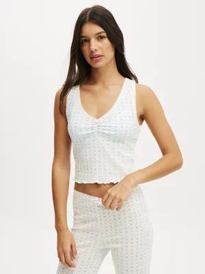 Women's Cotton On White Waffle Pointelle Camisole Top