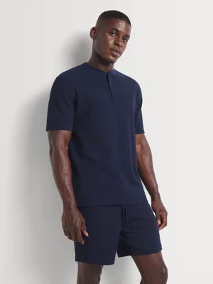 Markham Men's Knit Waffle Navy Sleepwear Shorts