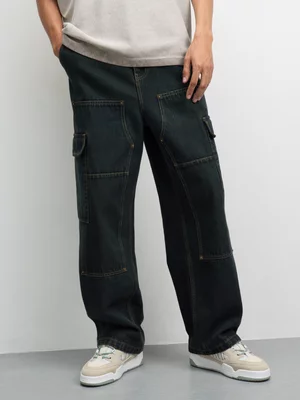 Redbat Men's Ink Petrol Tint Baggy Jeans