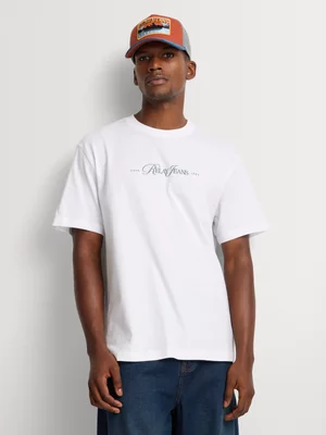 Relay Jeans Men's Relaxed Fit White Graphic T-Shirt