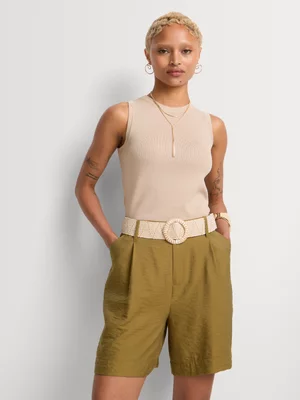 Belted High Waist Shorts