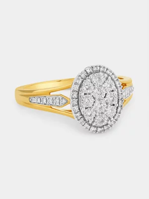 Yellow Gold Earth Grown Diamond Multi-Stone Oval Halo Ring  