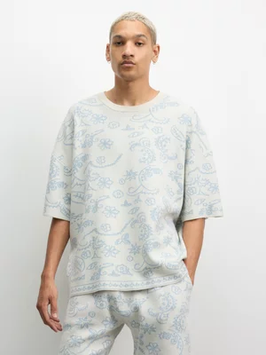 The FIX Men's Milk & Blue Co-Ord Oversized Top