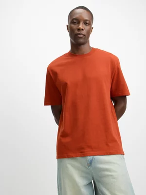 Exact Men's Red Premium Cotton Relaxed T-Shirt