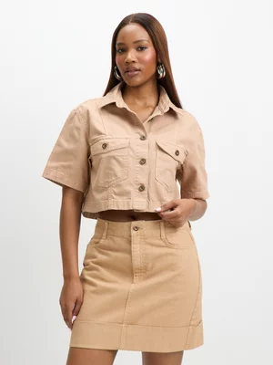 Exact Women's Natural Cropped Denim Jacket