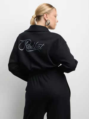 Redbat Classics Women's Quarter Zip Thru Black Sweat Top