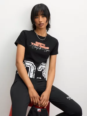 Redbat Athletics Women's Defy the Odds Baby Doll Black T-Shirt