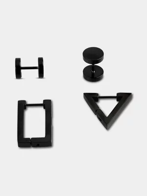 Redbat Unisex Black Set Earring Set