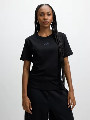 adidas Womens Tonal Tri-Bar Black Tee