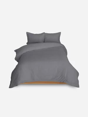 Volpes Egyptian Cotton 600tc Oxford Charcoal Duvet Cover Set