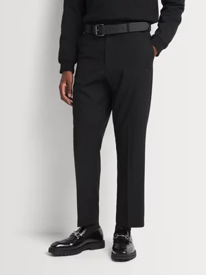 Markham Men's Smart Straight Leg Flat Front Black Trouser