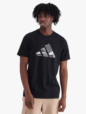 adidas Mens Camo Logo Graphic Black Tee