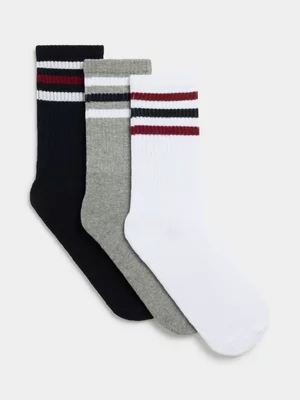 Jet Men’s 3 Pack Fashion Blue White Sport Socks