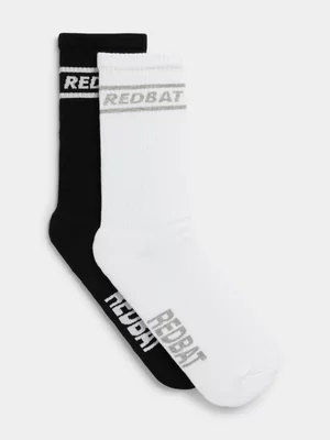 Redbat Unisex White/Black Stripe Socks 7-11